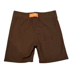 GUC LONELY GHOST Ribbed Brown Biker Shorts